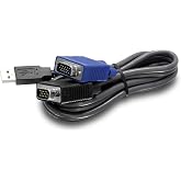 TRENDnet 2-in-1 USB VGA KVM Cable, TK-CU10 | VGA/SVGA HDB15-Pin Male to Male,USB1.1 Type A,10 ft.,Connect Computers with VGA&amp;USB Ports,USB Keyboard/Mouse&amp;Monitor Cable