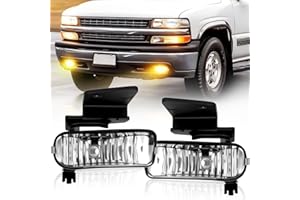 BOXLIGHT Fog Lights Compatible with 1999-2002 Chevy Silverado 1500 2500/2001 2002 Silverado 1500HD 2500HD 3500/2000-2006 Tahoe Suburban 1500 2500(Clear Lens)