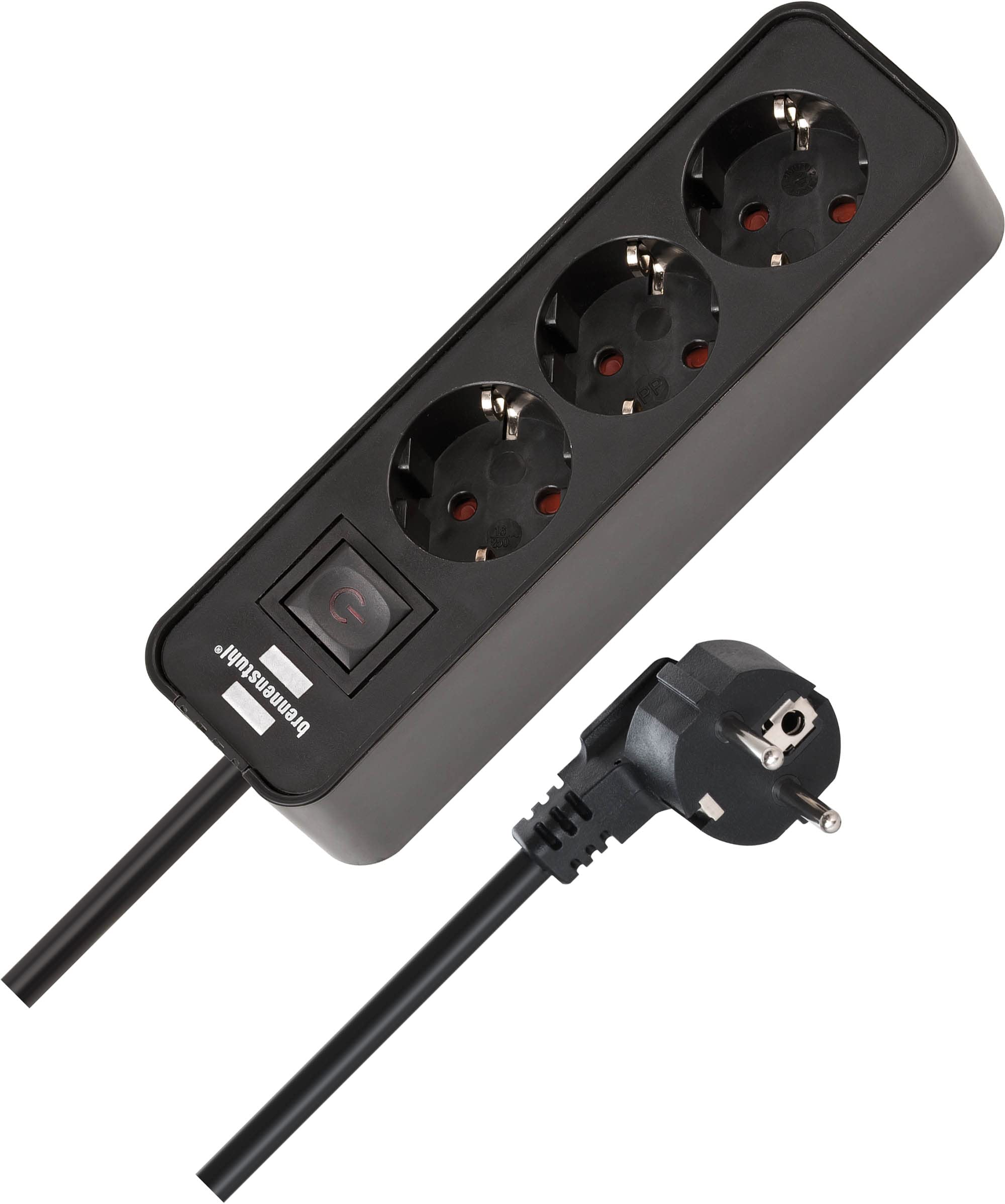 Brennenstuhl Ecolor Steckdosenleiste 3-Fach (Mehrfachsteckdose mit Schalter und 1,5m Kabel) schwarz
