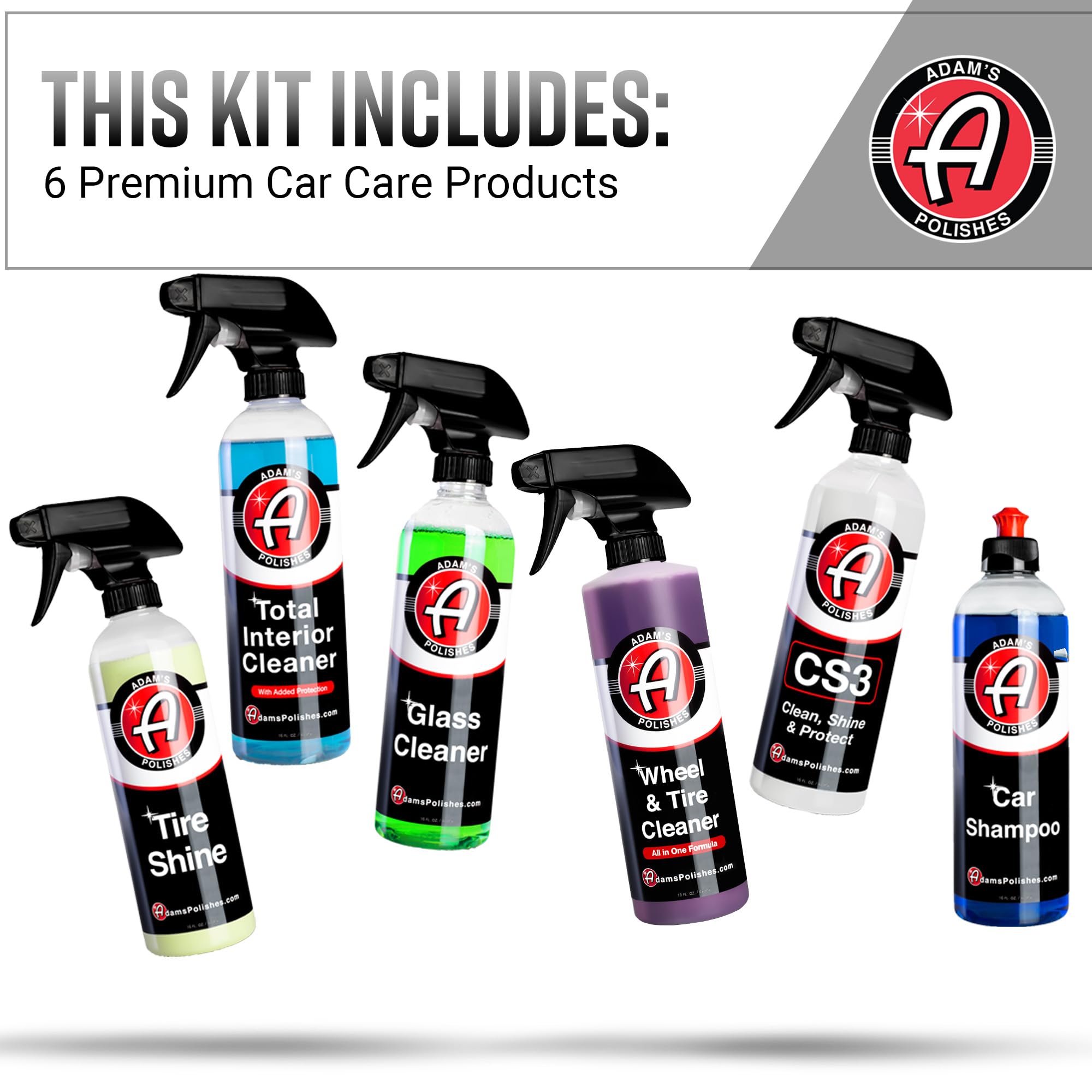 Adam's Essential Car Wash Kit (6-Item) - USA Made Auto Detailing Car Care Cleaning Kit for Car & Truck Lovers, Dads, Moms and DIYers - Our Products
