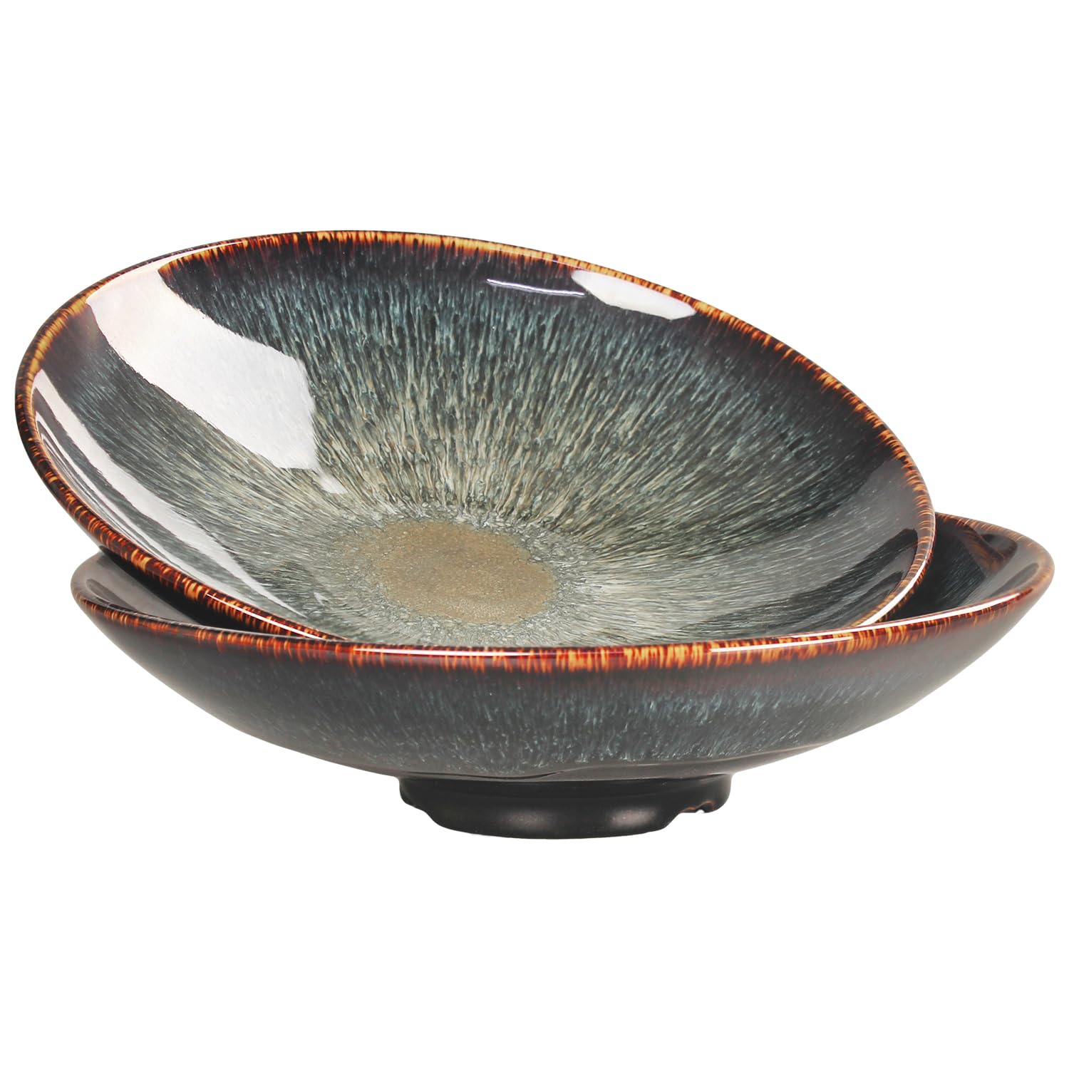 Jinsongdafa Ceramic Pasta Bowls Set of 2, Salad Bowls Soup Plates 710 ML, Modern Porcelain Dishes 24.3 CM, Microwave & Dishwasher Safe