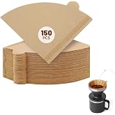 150 Count Disposable Coffee Filters Compatible with YETI Pour Over Coffee Maker Accessory Ramblers, Unbleached Natural Paper，Designed for Perfect Coffee Extraction Anywhere