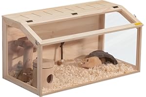 COZIVVOVV Hamster Cage Wooden 31" Small Animal Cage, Guinea Pig Cage, Pet House with Openable Top and Large Acrylic Sheets for Hamster Gerbils Mice Lemming Degus/Other Small-Sized Pets(Cage Only)…