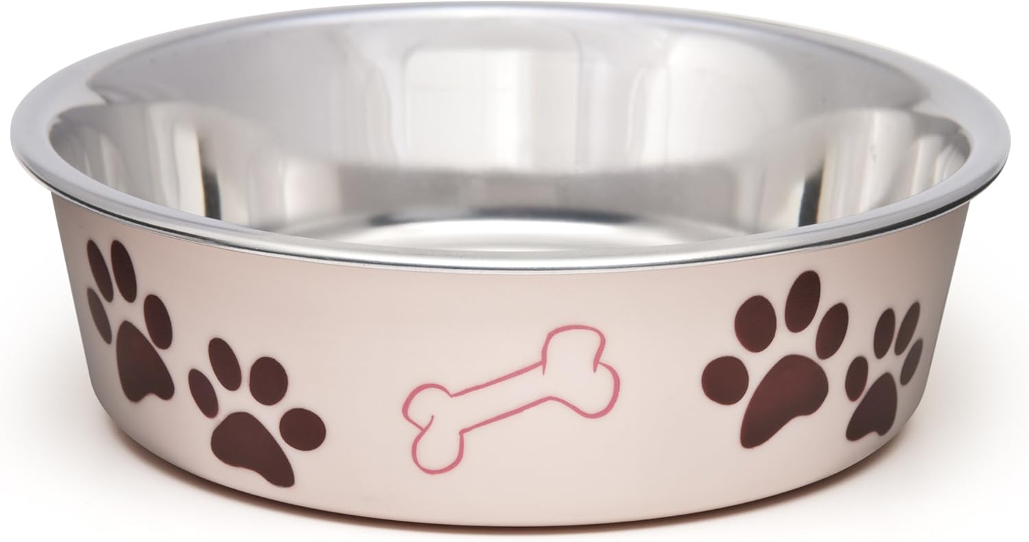 Loving Pets Stainless Steel Bella Dog Bowl Non-Slip Dishwasher Safe & Bacteria Resistant Metallic Pet Dish, Paparazzi Pink