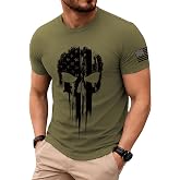KESIHAN Men's American Flag Skull Graphic T Shirt Vintage USA Retro Tee | Vintage USA skull tee with American flag graphic,retro short sleeve casual style for daily wear and patriotic events.