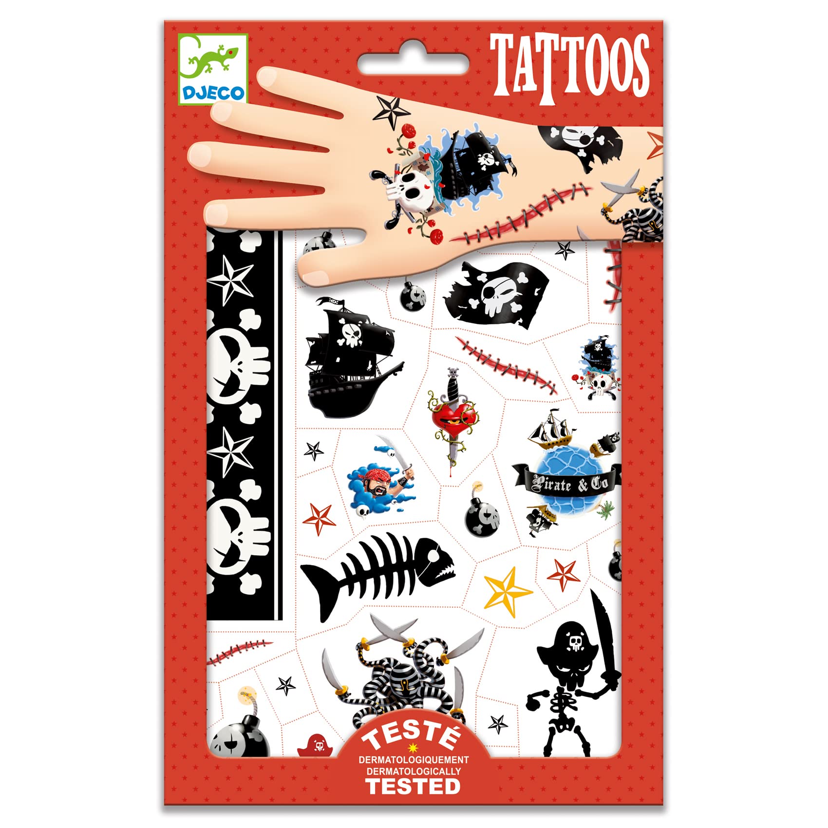 Djeco - Tattoos Pirates, Beige, 2 (DJ09584A), Assorted Colour/Model