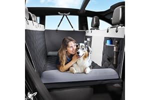 NOBLE DUCK Back Seat Extender for Dogs, Hard Bottom Car Seat Cover with Pillow, Dog Car Seat Cover Car Seat Protector, Waterproof Pet Car Seat, Dog Hammock for Car, SUV, Truck