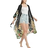 Women's Bohemian Floral Print Kimono Cardigan Summer Swimsuit Beach Cover Up Dresses