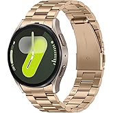 Suphart Metal Bands Compatible with Samsung Galaxy Watch 7 6 5 4 FE Band 44mm 40mm/Galaxy Watch 6 Classic 47mm 43mm/5 Pro 45mm, No Gap Stainless Steel Strap for Women and Men, Rose Gold