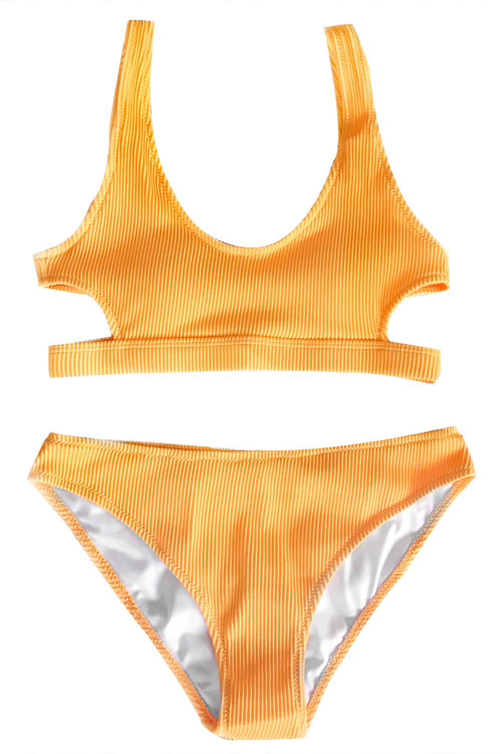 CUPSHE Women's Emerald Velvet Solid Backless Bikini with Cutout