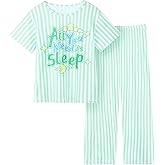 FIOBEE Girls Pajamas Sets 2PCS Summer Pajama Sleepwear Kids Pjs Clothes Short Sleeve for Teen Girl Size 3-14