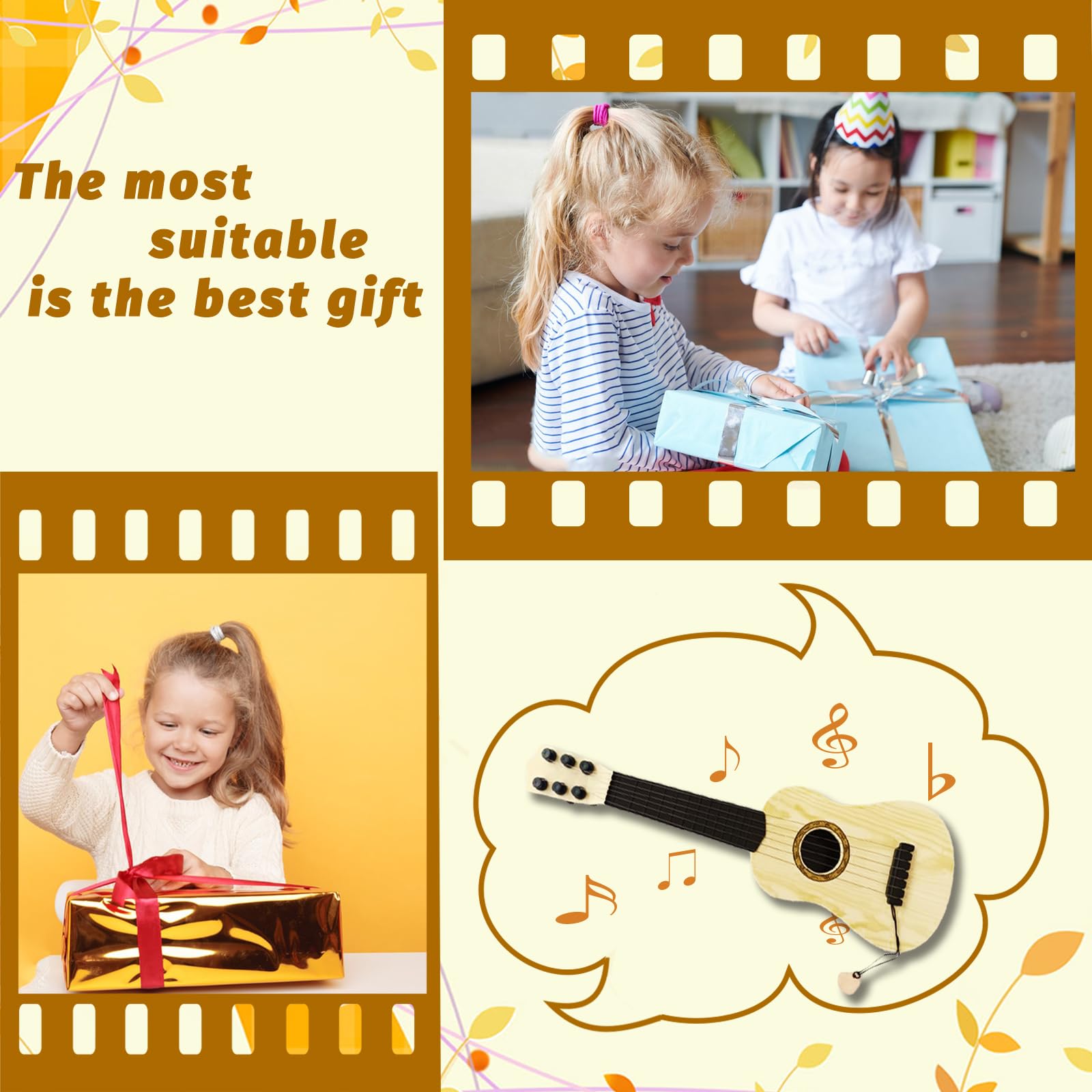 Kids Toy Guitar 6 String,17 inch Mini Baby Guitar with Pick,Musical Instrument Educational Toy for Toddlers Beginner,Preschoolers