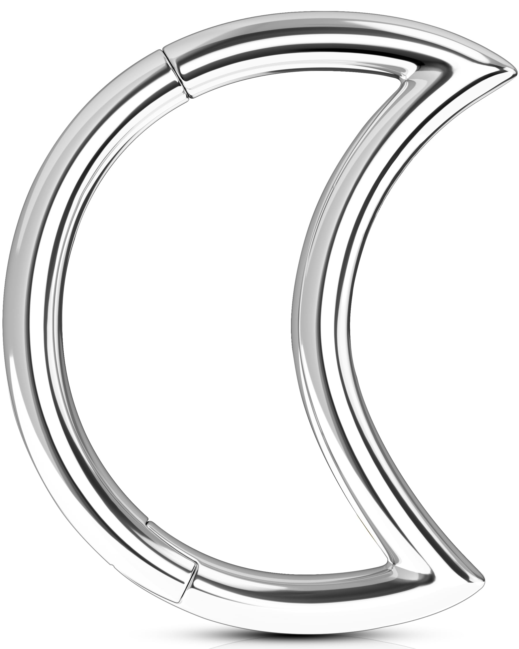 OUFER 16G Titanium Moon Daith Earrings Piercings Left& Right Ear Helix Cartilage Hinged Septum Clicker Ring Rook Tragus Hoop