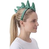 Tigeen 3D Dinosaur Dragon Headband Spikes, Halloween Cosplay Accessory | Green Dragon Headband Dinosaur Costume Accessories for Women Halloween Party Dress up Cosplay