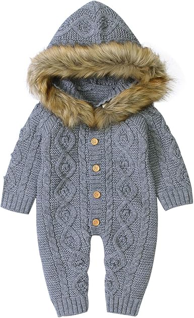 baby bear rompers with fur collar