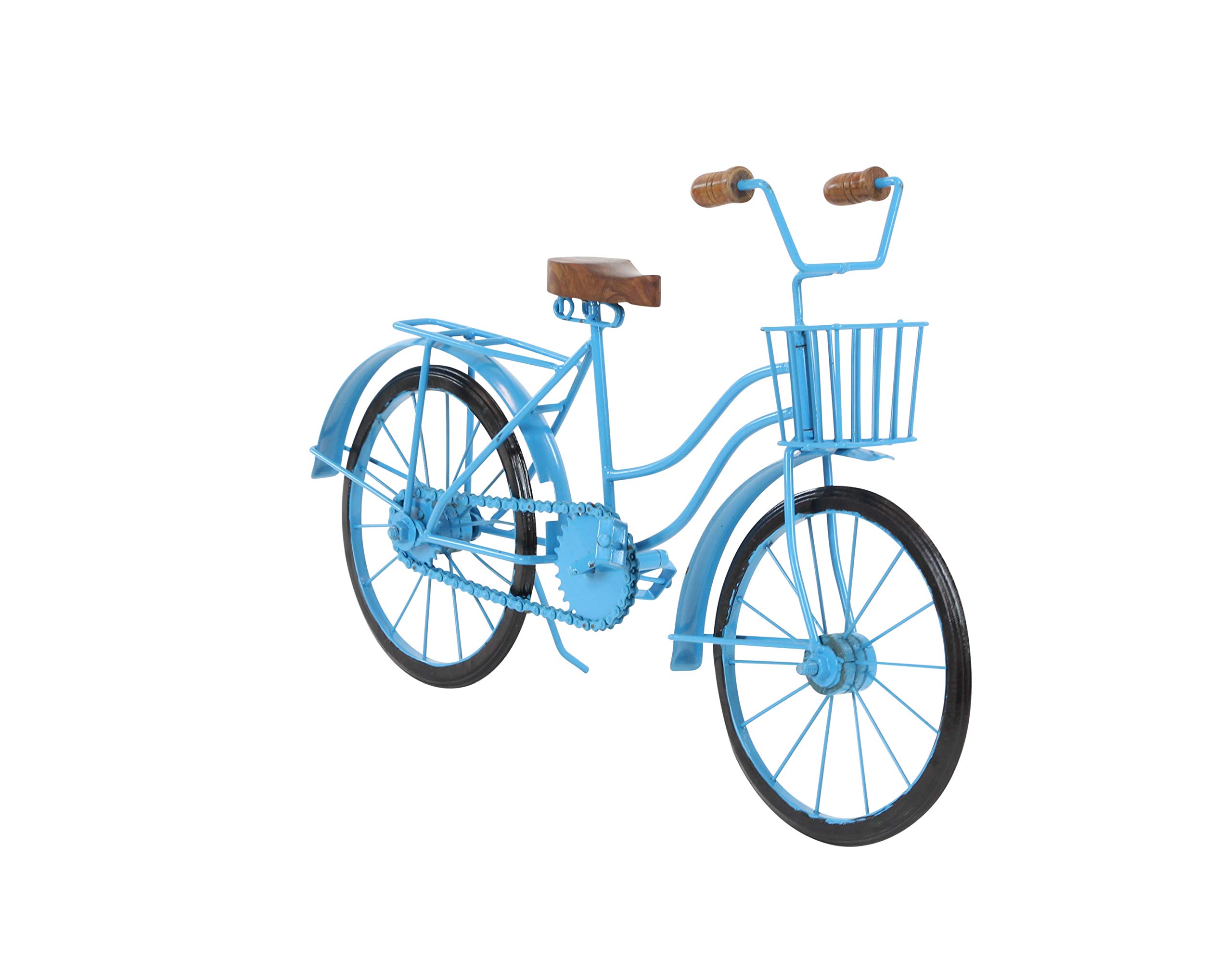 Deco 79 27351 Metal and Wood Bicycle Sculpture, Blue/Brown/Black