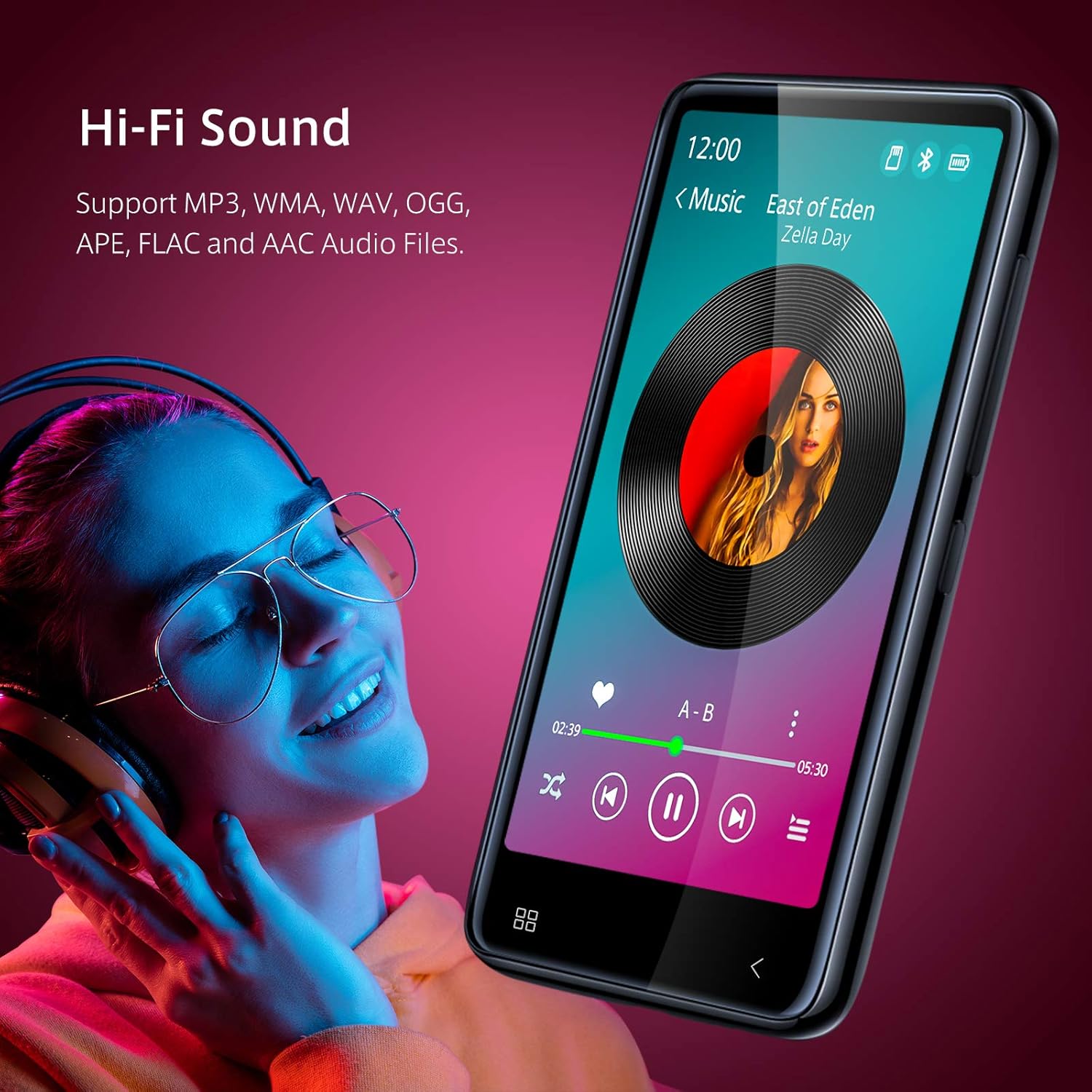 TIMMKOO MP3 Player with Bluetooth, 4.0" Full TouchScreen Mp4 Mp3 Player with Speaker, 8GB Portable HiFi Sound Mp3 Music Player with FM Radio, Voice Recorder, E-book, Supports up to 128GB TF Card Black: Electronics