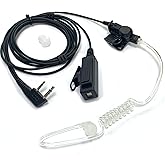 SAMCOM Acoustic Tube Earpiece Walkie Talkies, 2-Wire Air Tube Headset with Mic for Two Way Radios, Hands-Free Surveillance Radio Earpieces Compatible with FPCN10A FPCN30A, 1 Pcs