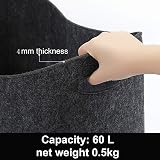Hsthe Sea Firewood Bag Dark Grey Felt Log Carrier Tote Storage Organizer view 4