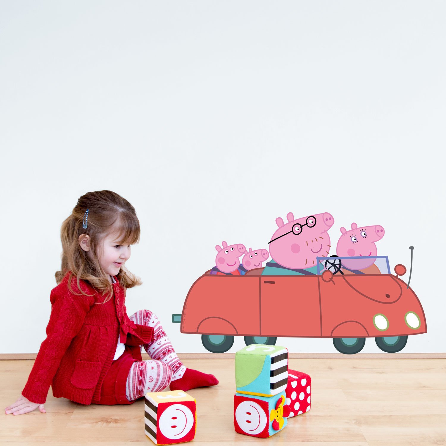 Stickerscape Peppa Pig and Friends Wall Stickers (Family Car - Large Size)| Official Peppa Pig Wall Decal, Wall Decor | Easy to Apply, Cleanly Removable