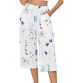 Kabento Women Pajama Pants Capri Cotton Sleep Lounge Pj Bottoms with Pockets
