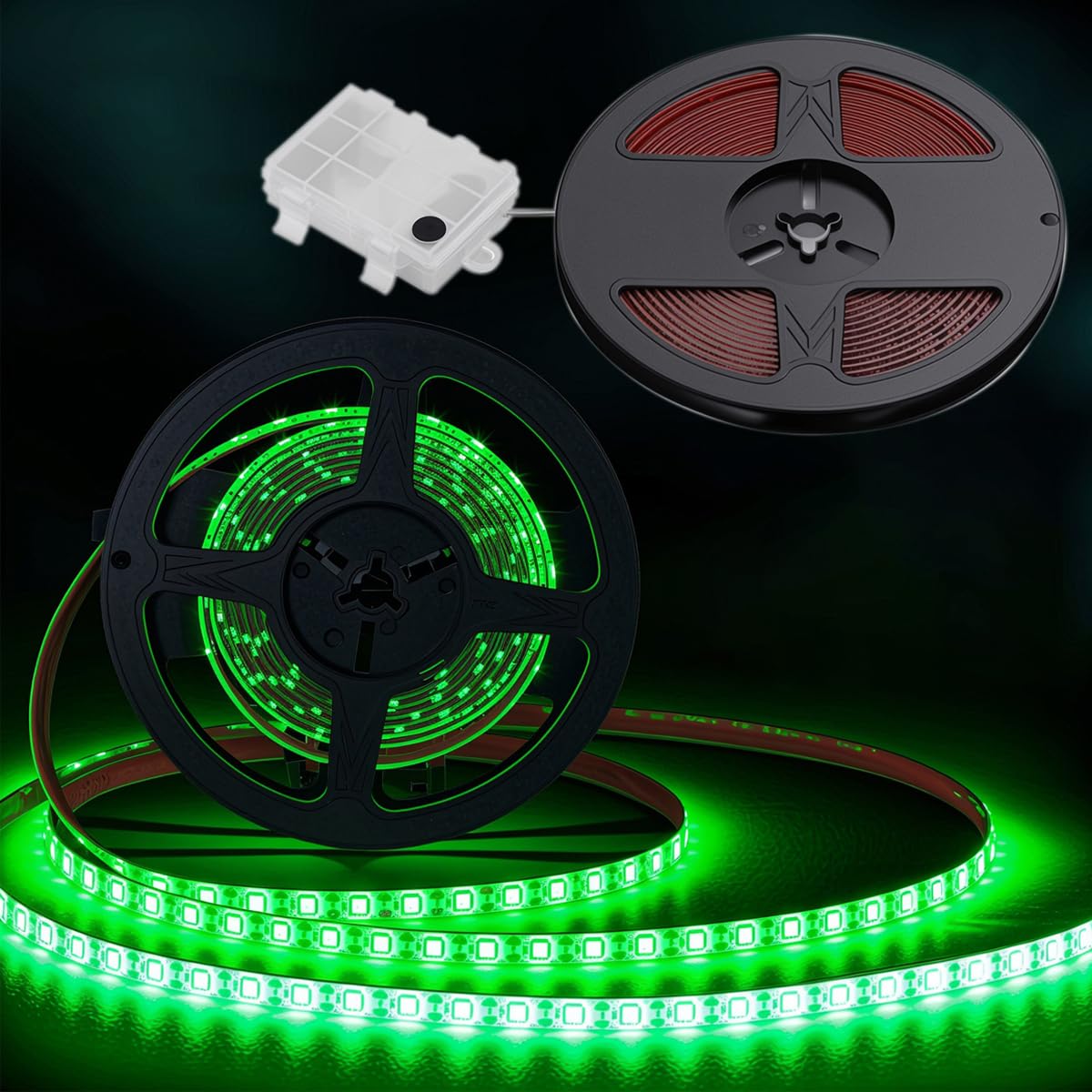 Photo 1 of Shangyuan Marine LED Strip Lights with Battery Box for Pontoon Under Deck Lights, Battery Operated Boat Interior Lights for Fishing Sailboat Kayak, Boat Accessories, Green, 5m (16.4ft)