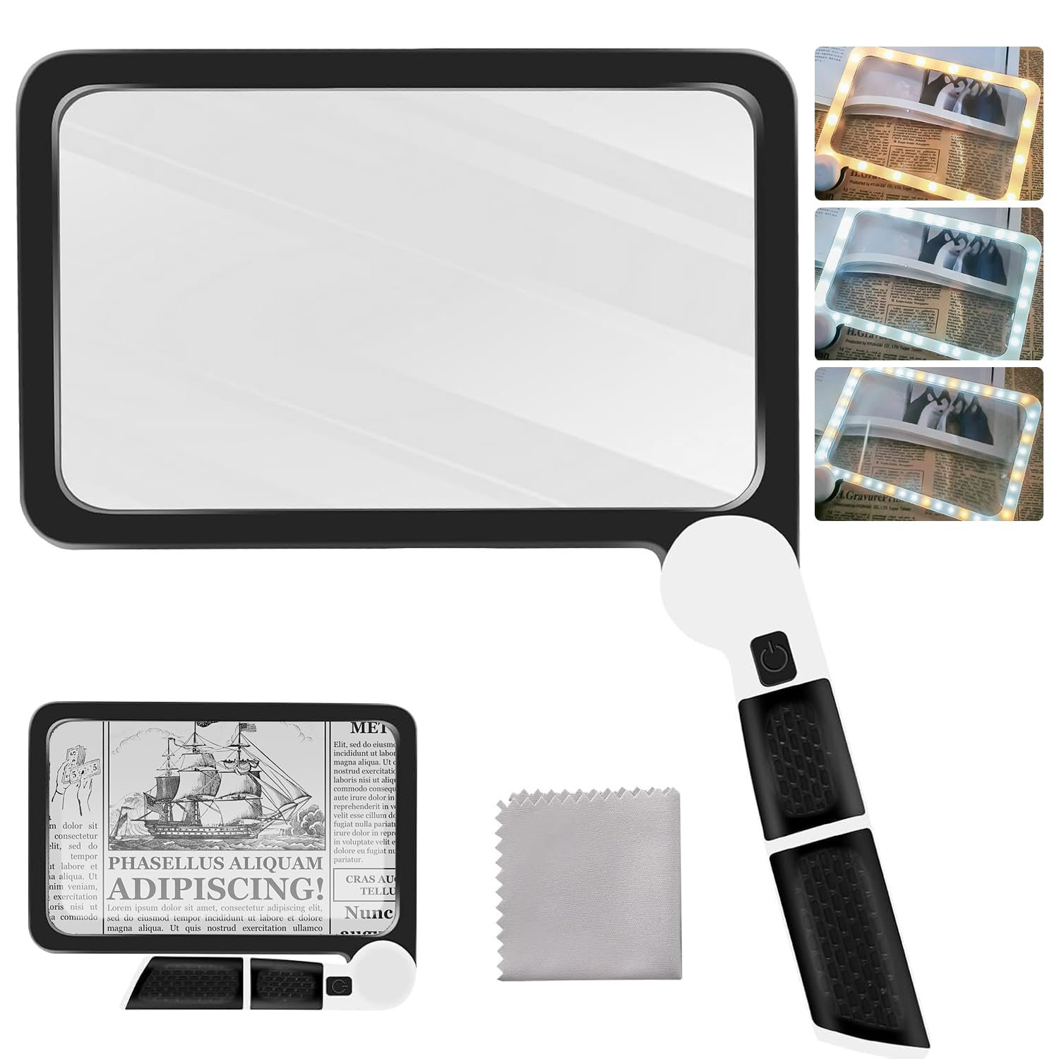 Photo 1 of [Upgraded] 5X Magnifying Glass with Light, 48 LED Handheld Full Page Magnifier for Reading, Seniors, Low Vision, Foldable, Battery Powered, Great Gift for Parents & Elderly