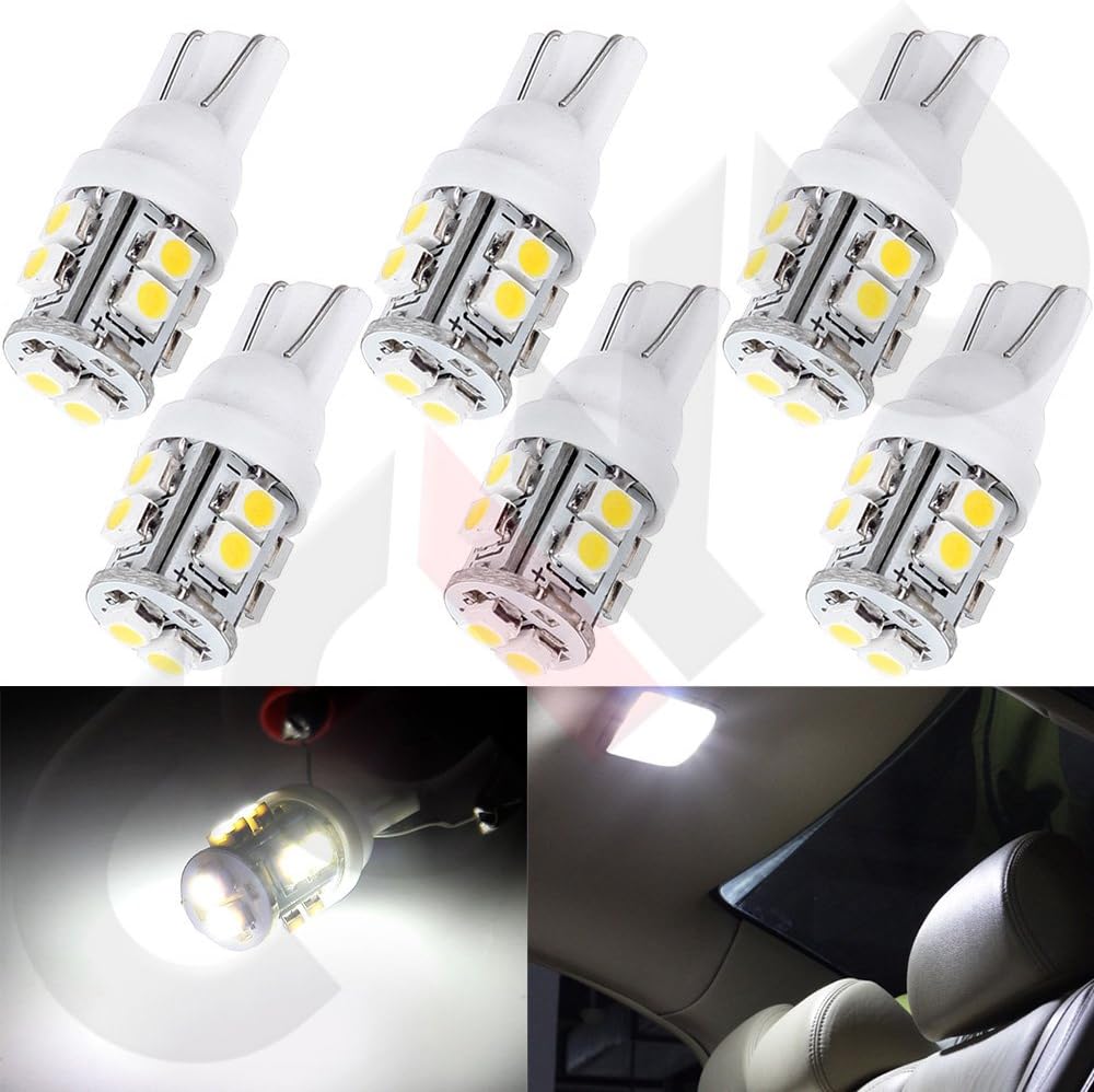 cciyu QTY(6) Super White T10 Wedge W5W 921 168 194 10SMD LED Light bulbs 3528 Replacement fit for 2008-2012 Infiniti EX35