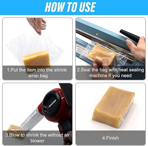 Shrink Wrap Bags, 300Pcs 8x12 Inch Clear PVC Heat Shrink Wrap For Shoes Bath Bombs Film Dvd Cd Giftware Candles Jars Homemade Diy Projects