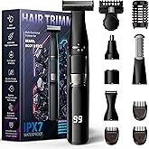 Sybler Electric Razor for Men 5 in 1, Beard Trimmer Kit with Adjustable 1–8mm Comb, Body Shaver, Nose & Ear Hair Trimmer, IPX7 Waterproof, Type-C Fast Charge, LED Display, 120-Min Cordless Use