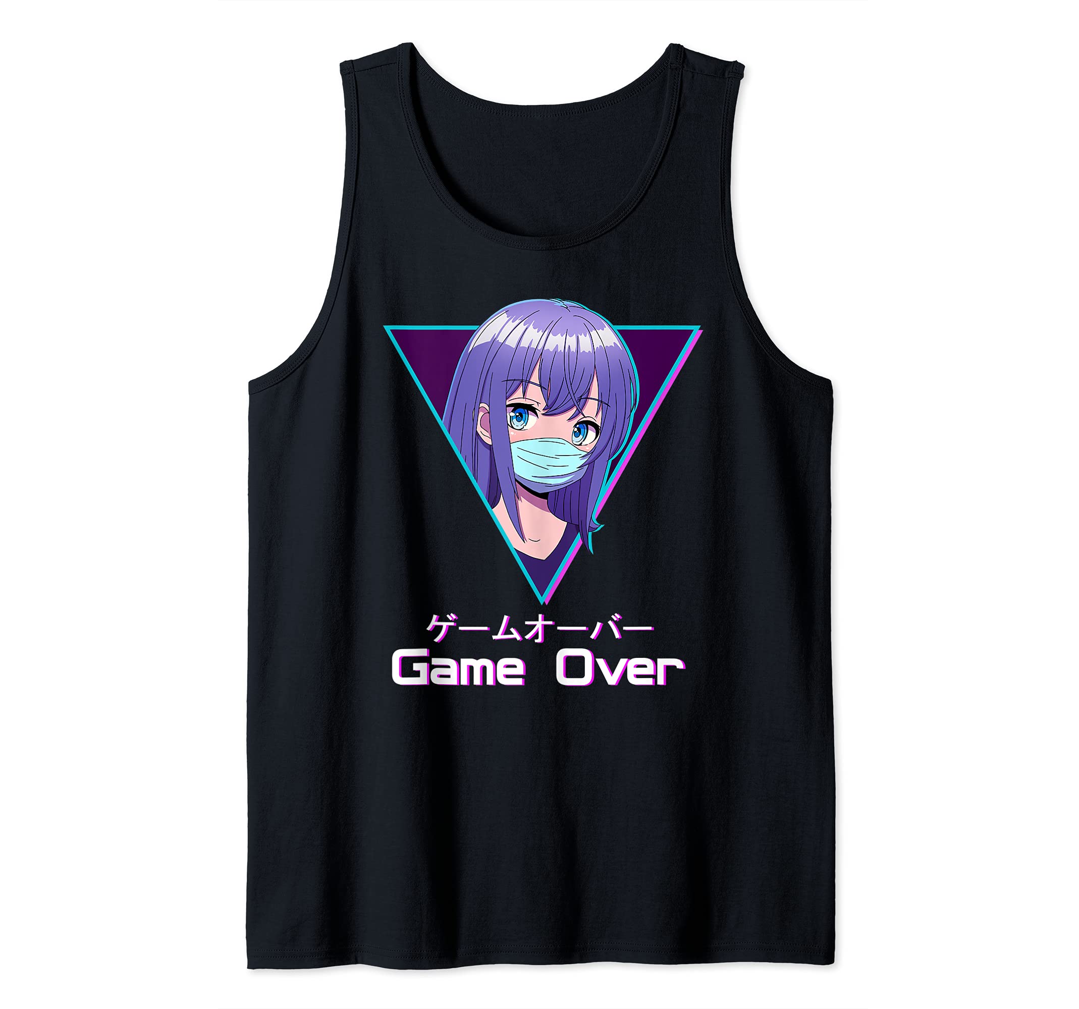 Antisocial Anime Girl Japanese Aesthetic Vaporwave Game Over Tank Top