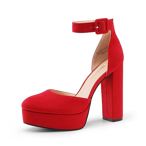 DREAM PAIRS Women's Platform High Chunky Heels Closed Toe Block