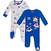 Pinkfong Mommy Shark Daddy Shark Baby Shark 2 Pack Zip Up Sleep N' Play Coveralls Newborn to Infant