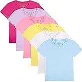 FEQO 6 Pack Toddler Girls Short Sleeve T Shirts Cotton Tees Summer Tops T-Shirt for Toddlers 2-5 Years