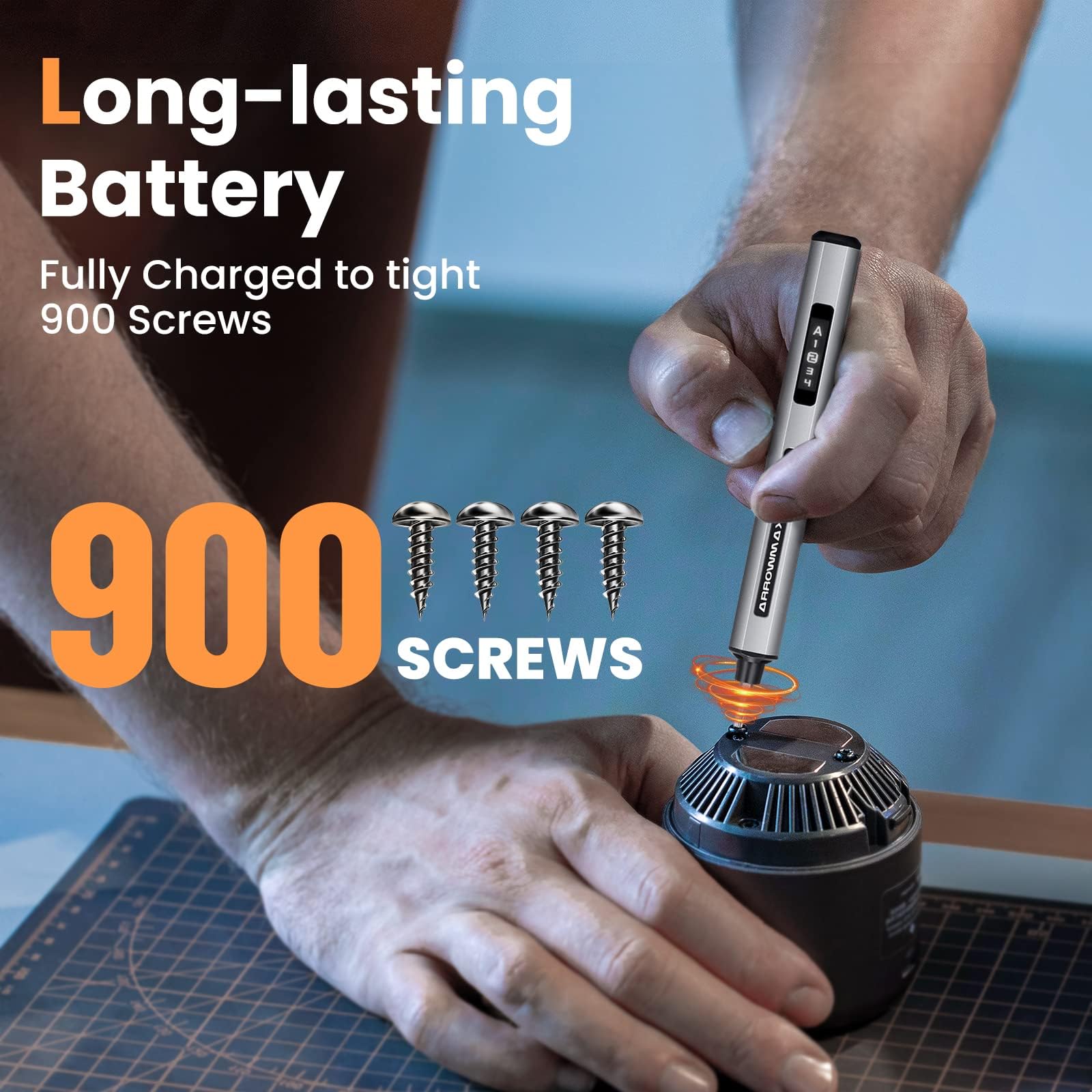 AM ARROWMAX Electric Screwdriver, Cordless Precision Screwdriver Set with 34 Magnetic Precision Bits, Smart Motion Control, IF Winning Design Tool Kit for Electronics Laptop Glasses (SES PRO) Grey