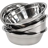 Xyskin Set of 4 Stainless Steel Mixing Bowl Set, Metal Serving Bowls, Great for Cooking, Baking, Prepping