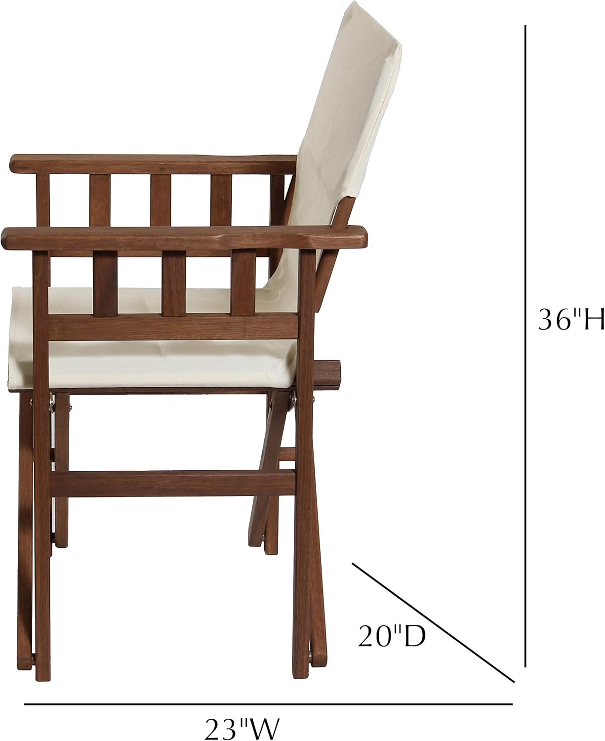 BYER OF MAINE, Pangean Campaign Chair, 20" D x 23.5" W x 36" H, Holds Up to 250 lbs, Hardwood, Perfect for Patio/Deck, Wood Folding Chairs, Patio Chair, Deck Chair, Wood Camp Chair, Natural, Single: Furniture & Decor