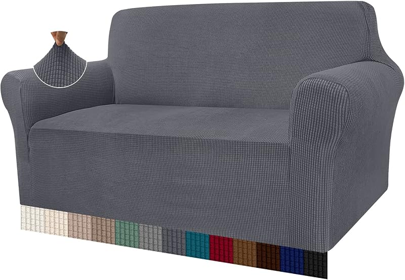 Granbest High Stretch Sofa Cover 2 Seater Gray Universal Non Slip