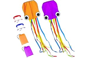 Flying Hoofer Large Octopus Kites for Kids and Adults - Easy to Fly, 28X158 3D Software Colorful Kite with Long Tails. Perfect for Beach and Outdoor Activities