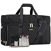 Weekender Travel Duffle Bag for Women: Overnight Bags with Shoe Compartment Carry on Bags for Airplanes with Toiletry Bag Weekend Yoga Gym Bag with Wet Pocket Travel Duffel Tote Bag Hospital Bag Black