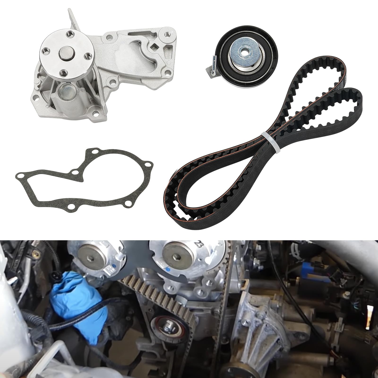 Photo 1 of Kozlira Engine Timing Belt Kit with Water Pump Compatible with Ford Escape 2013-2016, Fiesta 2011-2019, Fusion 2013-2014, Transit Connect 2014-2016, 1.6L L4 - Replace BE8Z-6268-C BE8Z-6K254-A
