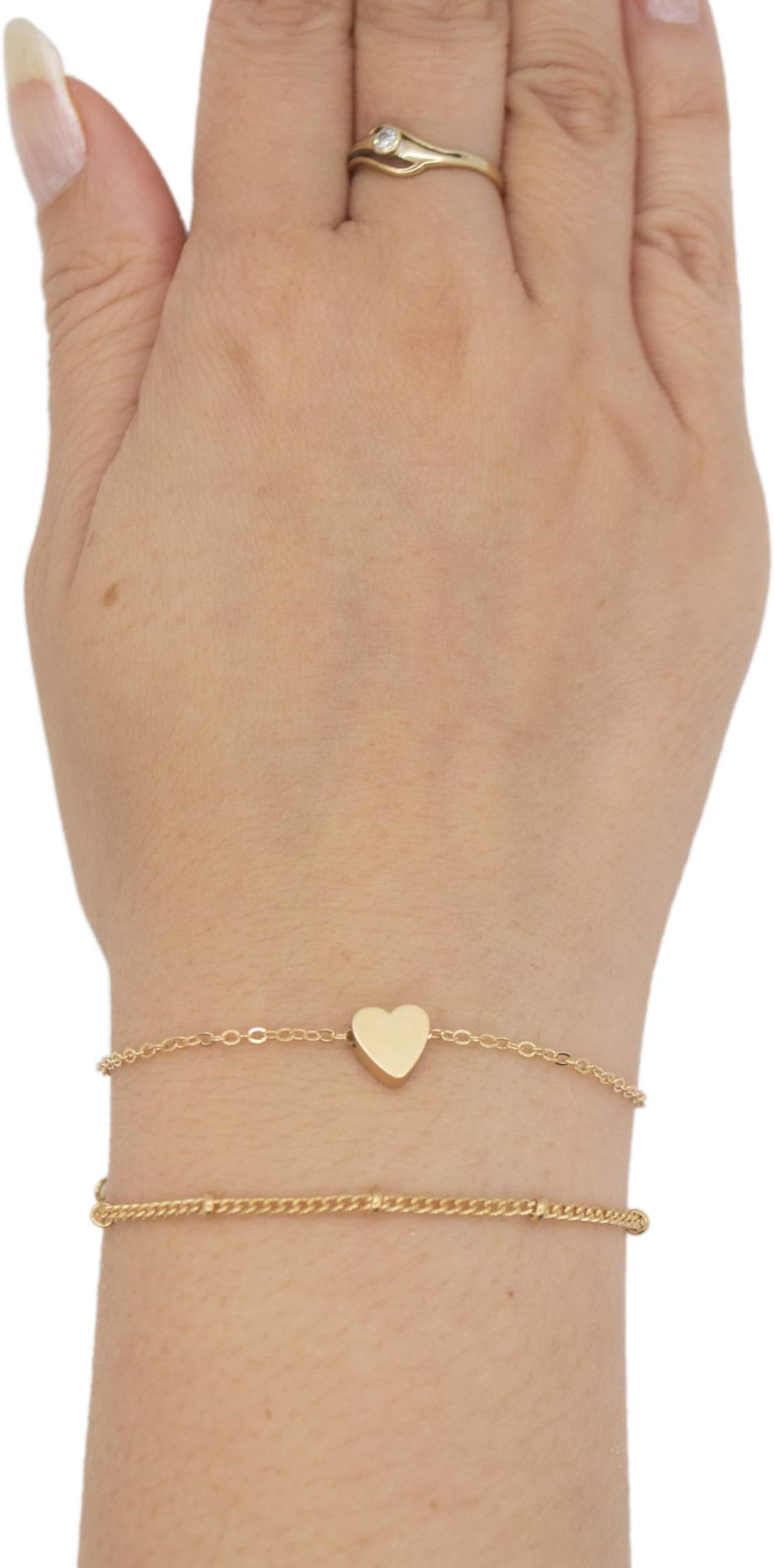 Donatio Gold Color Love Heart Link Chain Bracelets For Women Friendship Friend Girlfriend Love Charm Bracelets