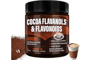 High Flavanol Cocoa Powder – 1200mg Cocoa Flavanols per Serving with 600mg Epicatechin & Natural Flavonoids – Supports Heart 