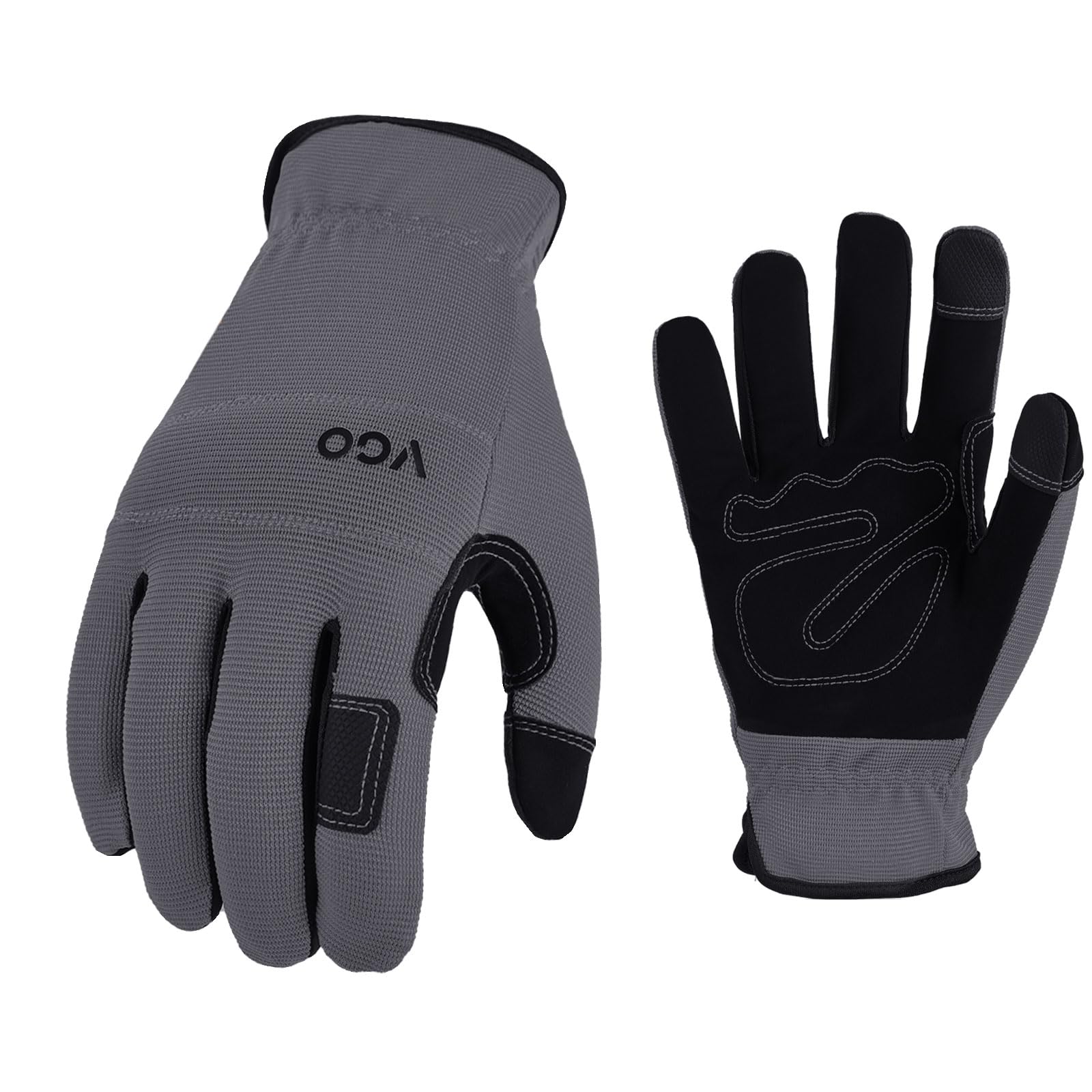 Vgo Safety Work Gloves - Touchscreen, Builder, Gardening & Light Duty Mechanic Gloves (NB7581, Gray, M, 1 Pair)