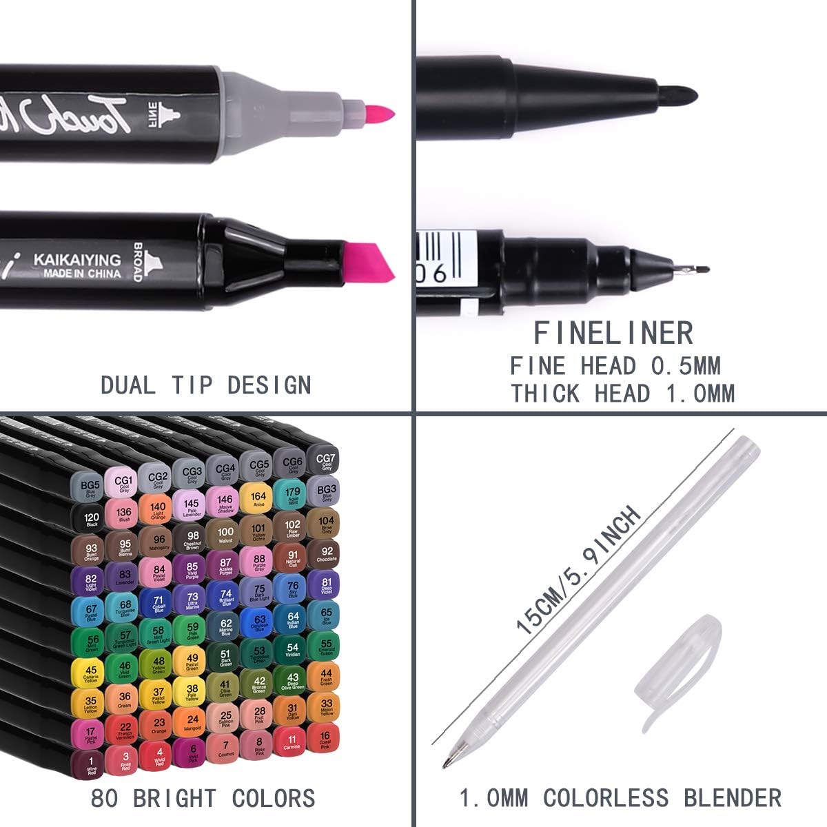 Artist Marker Set 80 Color Dual Tip Permanent Alcohol Based Markers Colored Artist Drawing Marker Pens, Highlighter Pen Sketch Markers for Drawing Sketching Adult Coloring, Alcohol-based Markers : Office Products