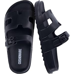 CUSHIONAIRE Orbit Kids Sandals Lightweight Waterproof EVA Slides with Adjustable Buckle Everyday Casual Comfort Girls Sandals