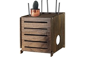 Wifi Router Storage Box Wooden Signal Penetrable WiFi Router Hider Modem Storage Box Router Organizer Cable Management Box Co