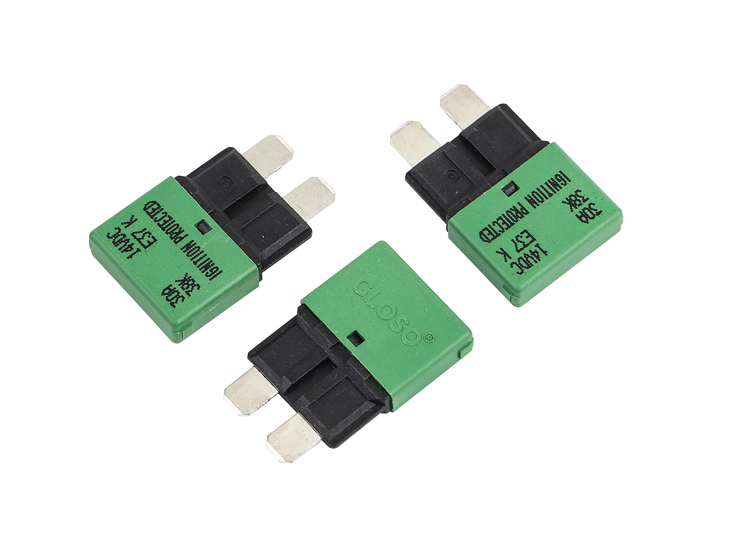 GLOSO E37 Auto (T1) Reset Low Profile ATC/ATO Circuit Breakers (30A, 3 Pack)