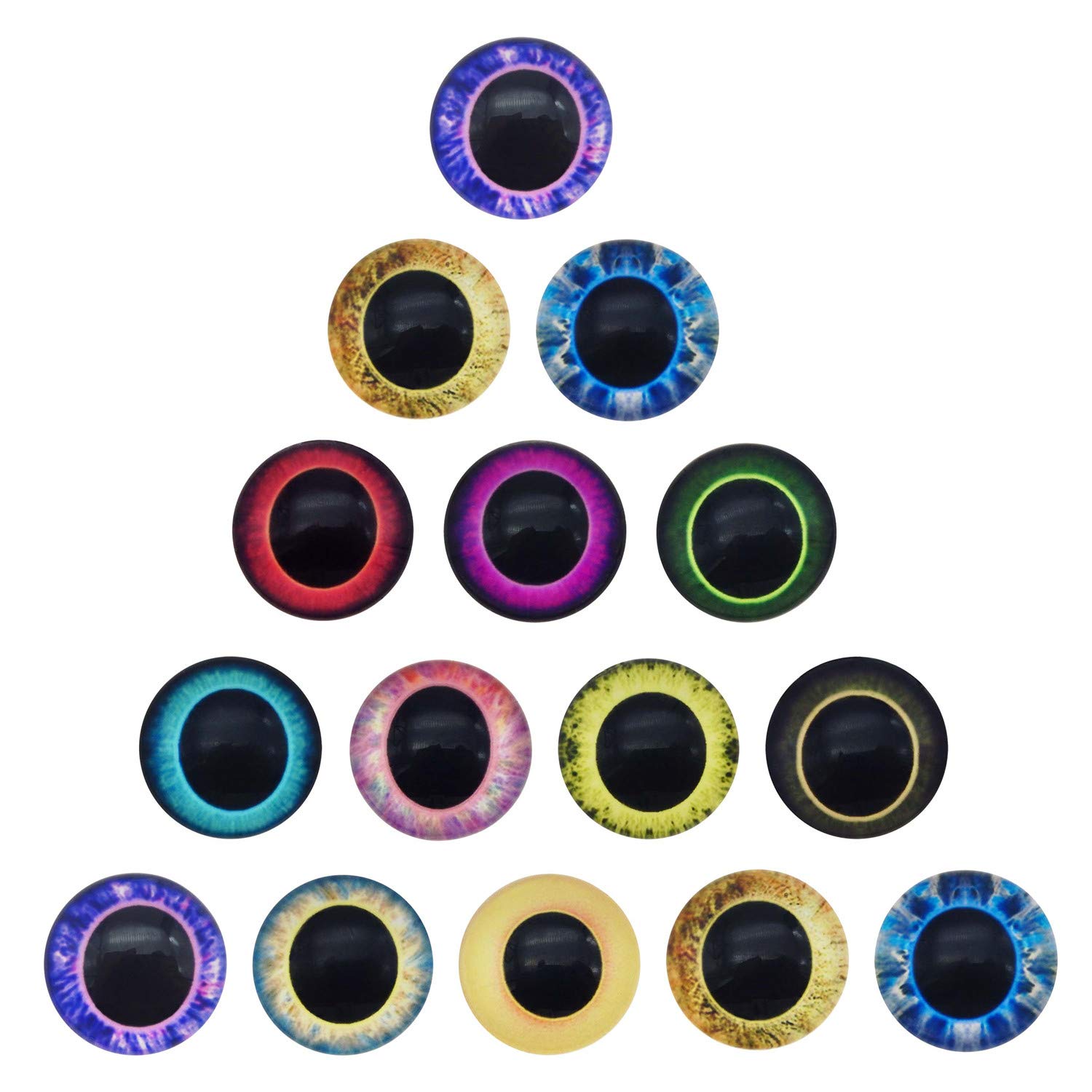 Julie Wang 100 pcs Glass Eyes Dragon Owl Unicorn Animal Eye Pupil for Craft Halloween Jewellery Making Flatback Cabochons Dome 8mm