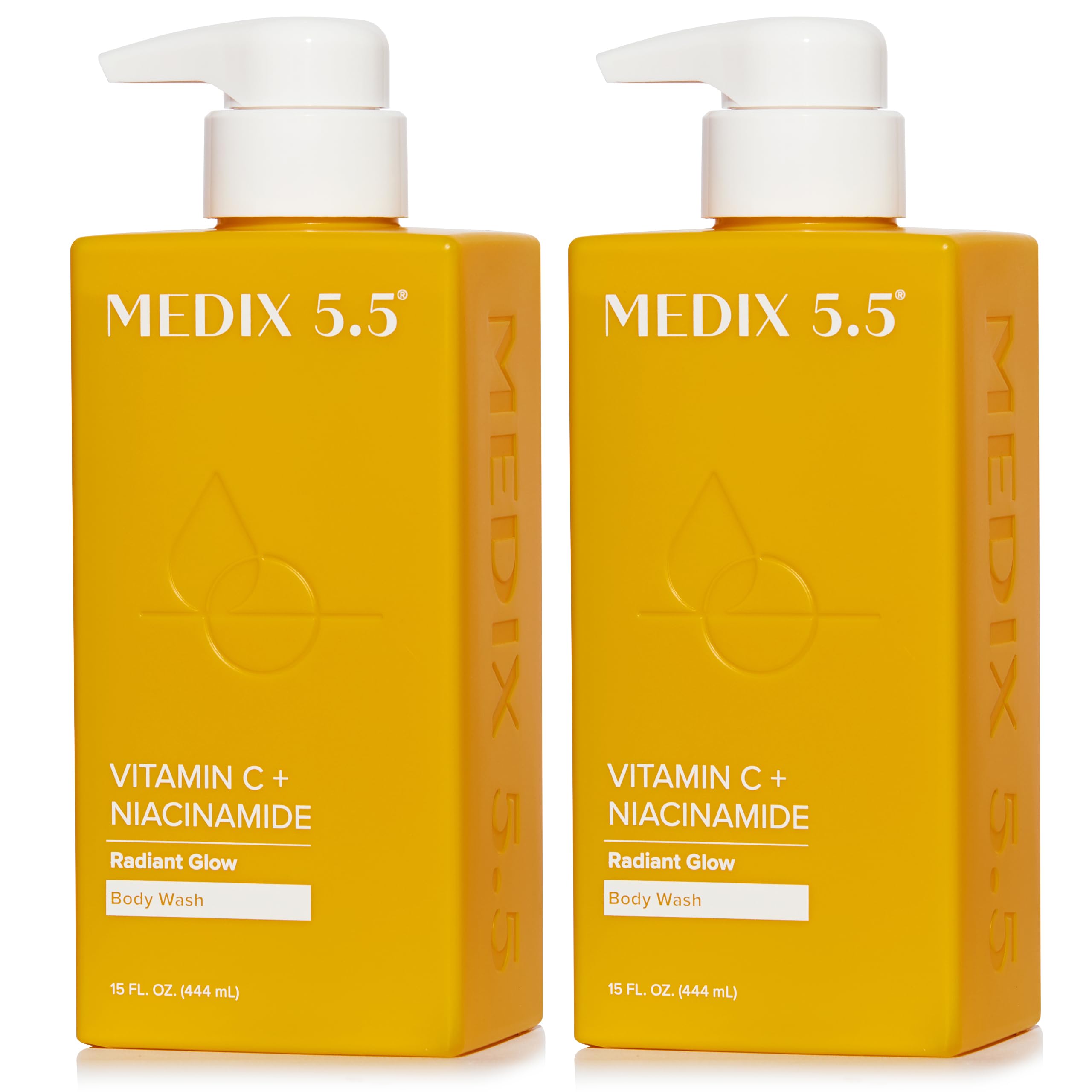 Medix 5.5 Radiant Glow Vitamin C Body Wash W/Niacinamide | Citrus Scented Gentle Body & Face Cleanser For Women, Men, Dry Skin, & Smoother-Looking Skin | Removes Dirt, Oil, & Impurities, 2-Pack Image